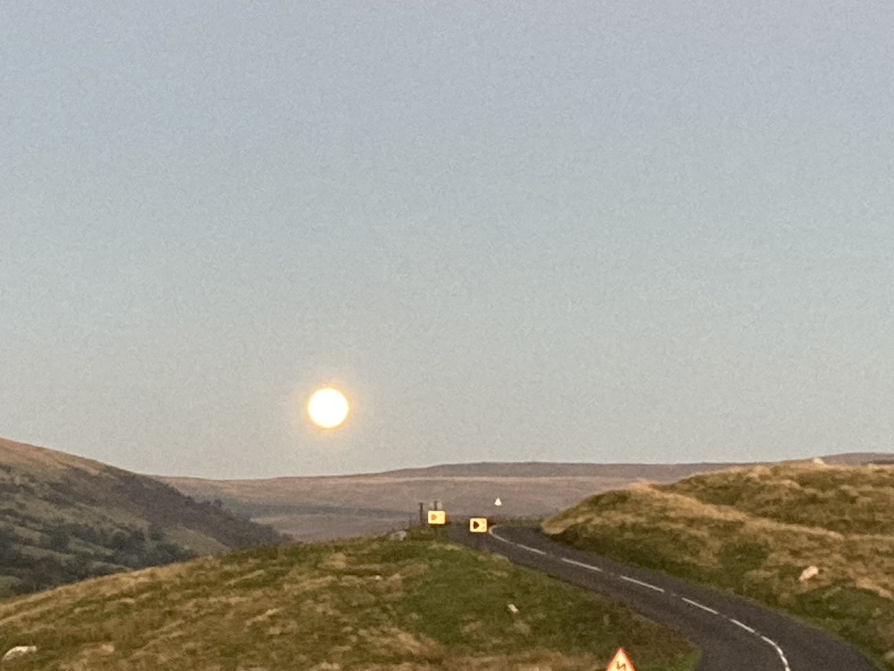 View over Langstone Fell at moonrise